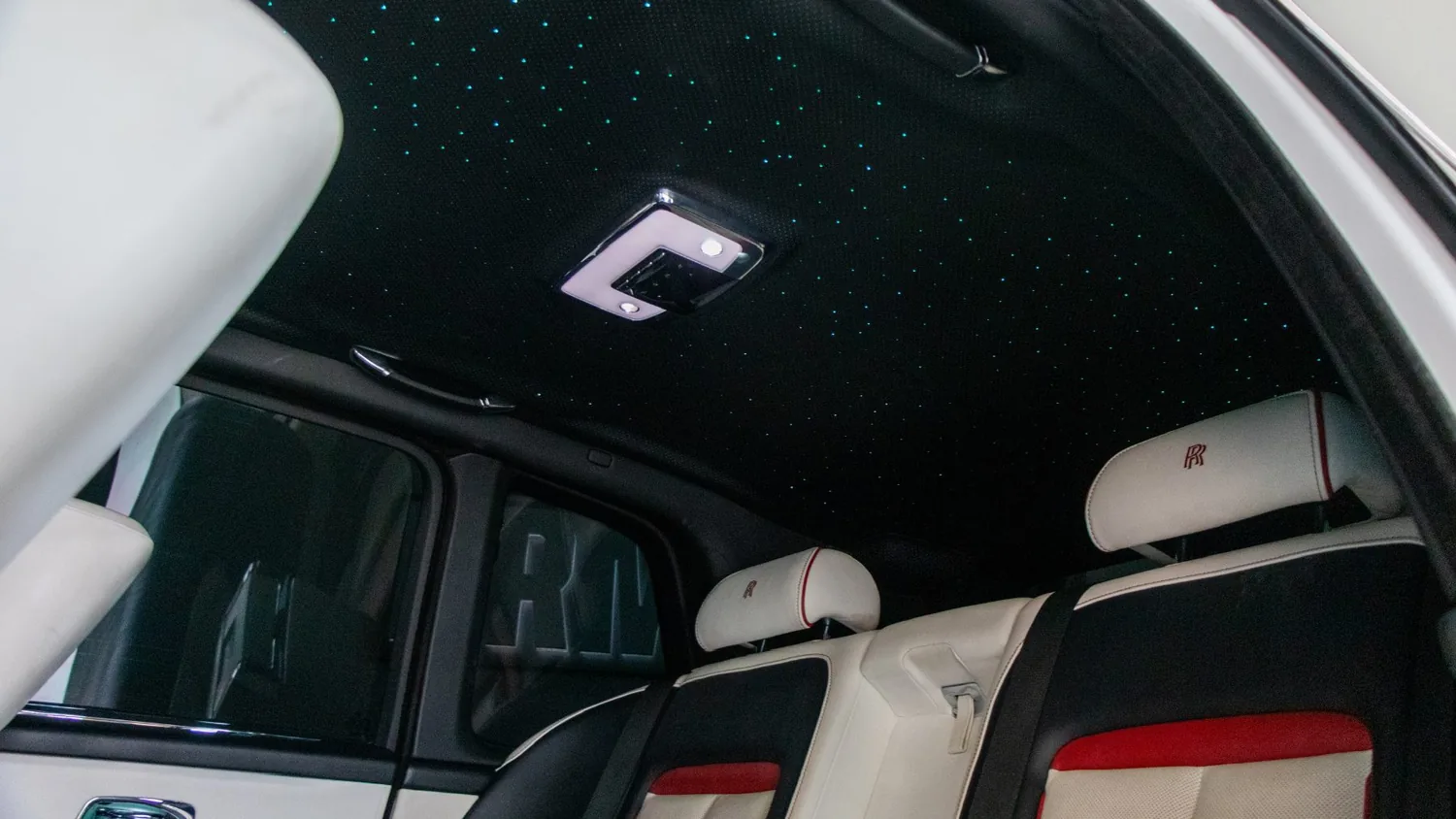 White Rolls-Royce Cullinan rental in Detroit, Starlight headliner