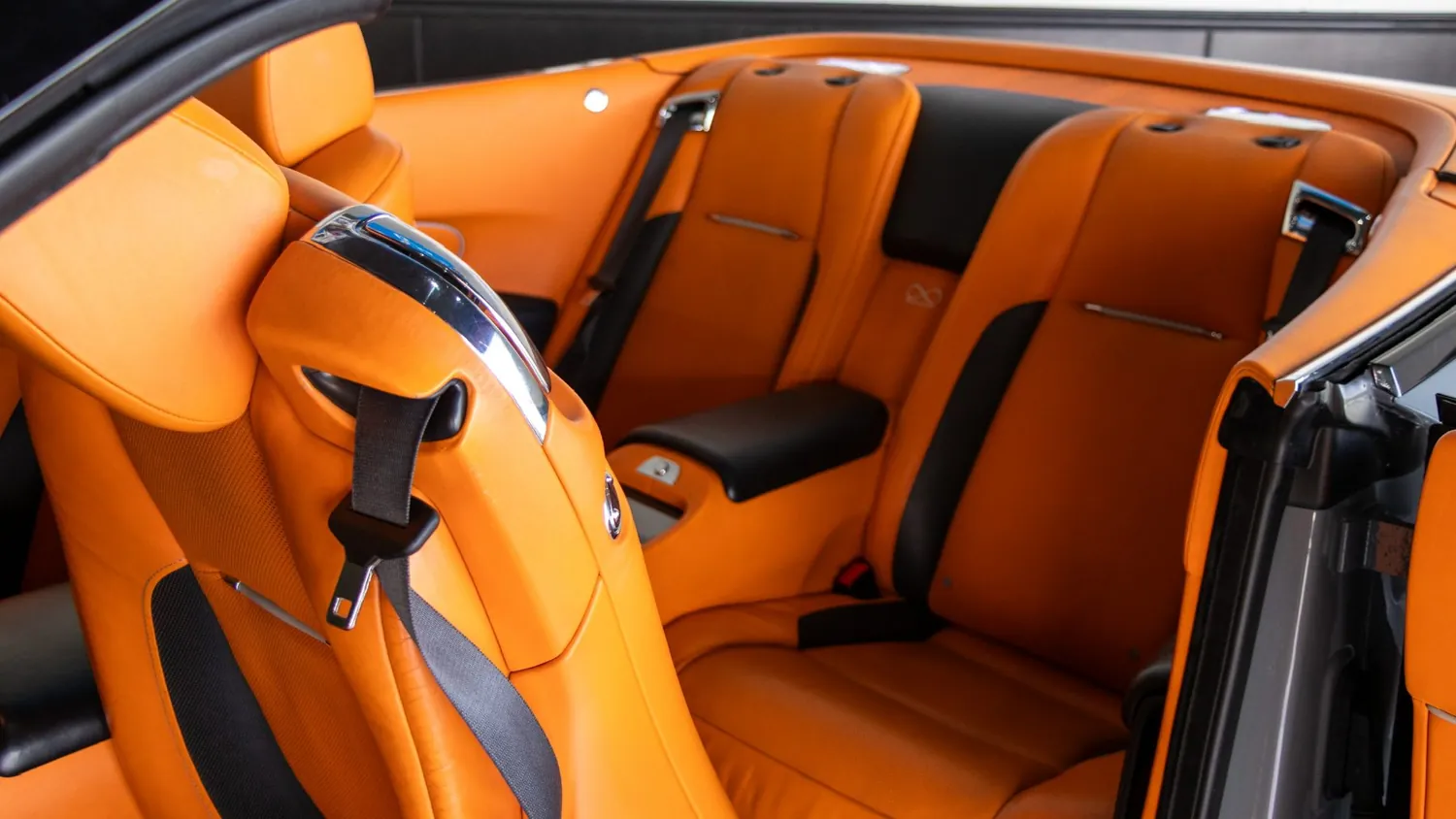 Silver Rolls-Royce Dawn rental in Detroit, cabin and seats