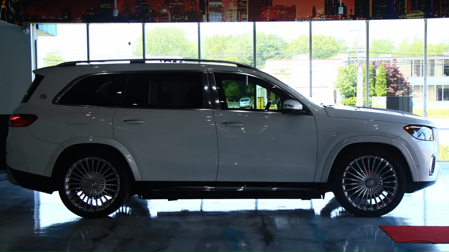 White 2024 Mercedes-Maybach GLS 600 rental in Detroit, side profile