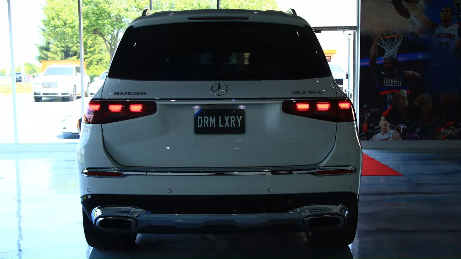 White 2024 Mercedes-Maybach GLS 600 rental in Detroit, rear view