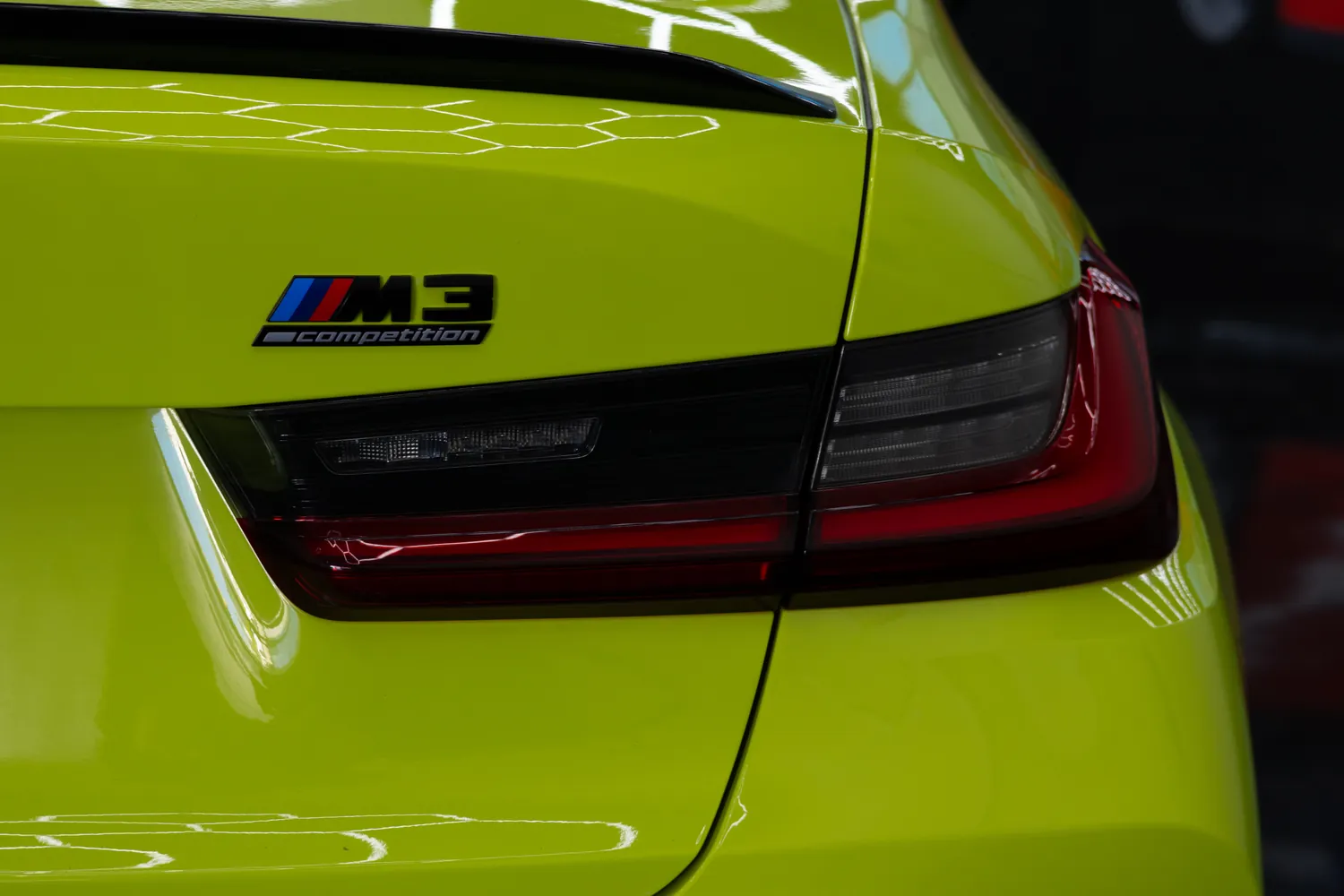 M3 Competition badge on the São Paulo Yellow trunk