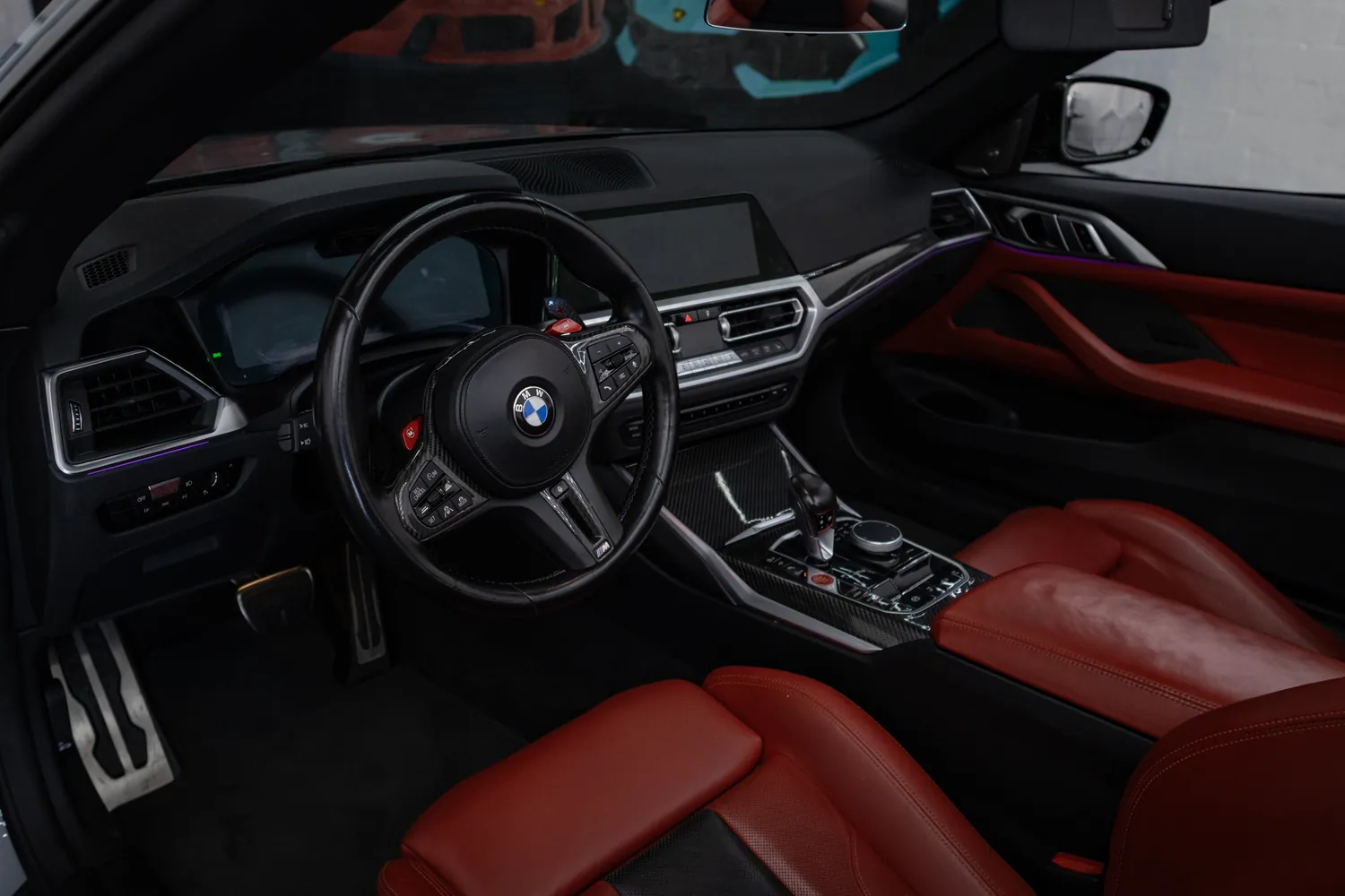 BMW M4 Competition Convertible cockpit with M steering wheel