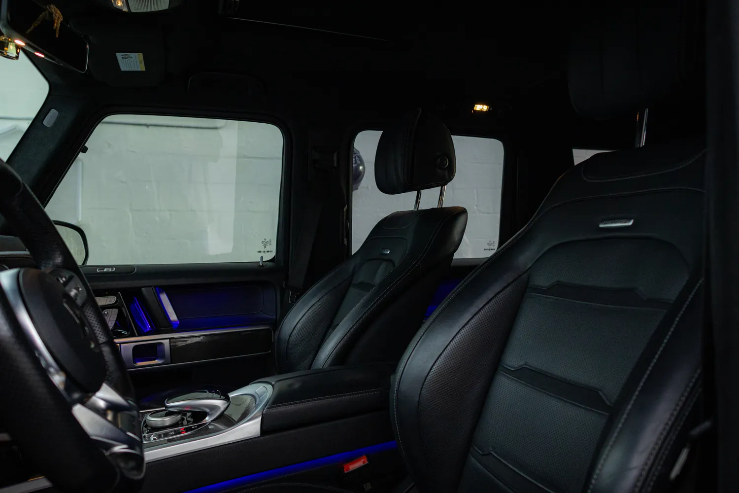 Black leather AMG front seats in the Mercedes-AMG G63