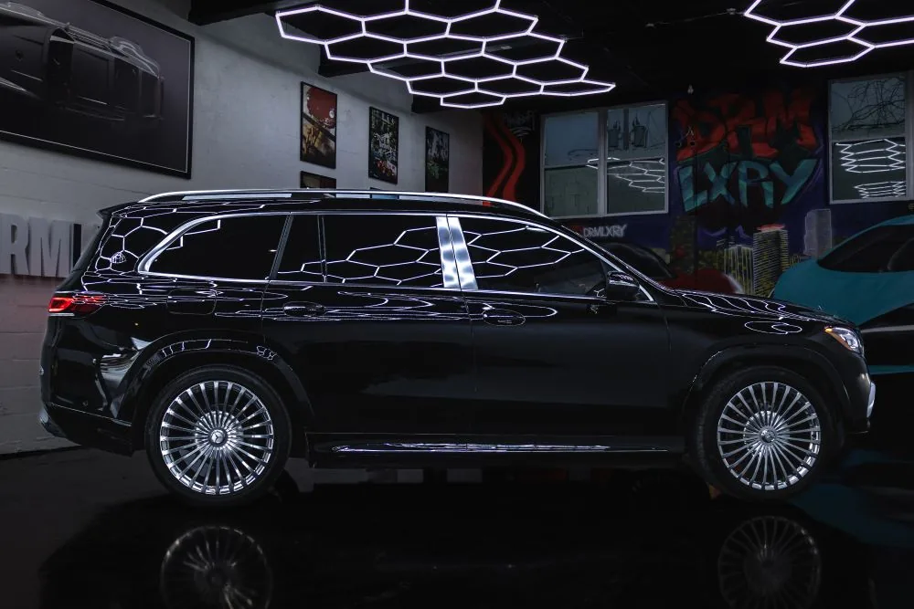 Black Mercedes-Maybach GLS 600 side profile from the right