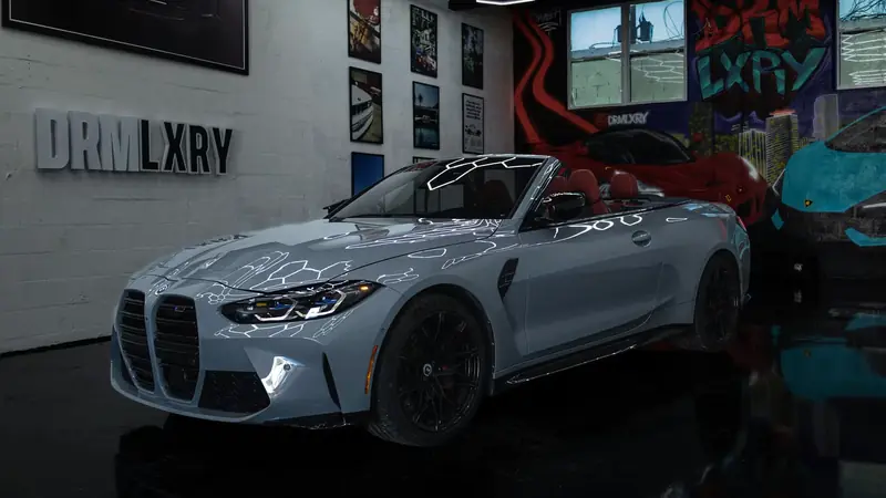 Grey BMW M4 Competition Convertible rental in Miami