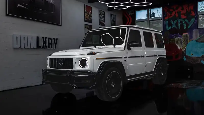 White Mercedes-AMG G63 G-Wagon rental in Miami
