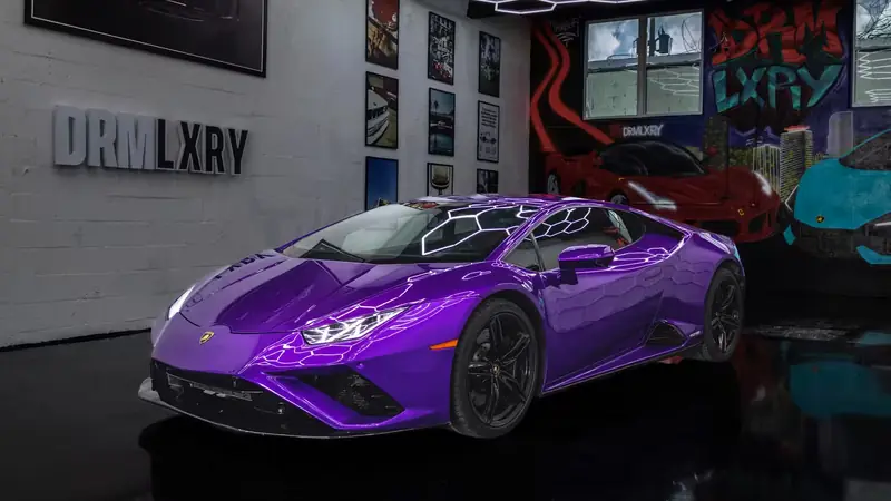 Purple Lamborghini Huracán EVO rental in Miami