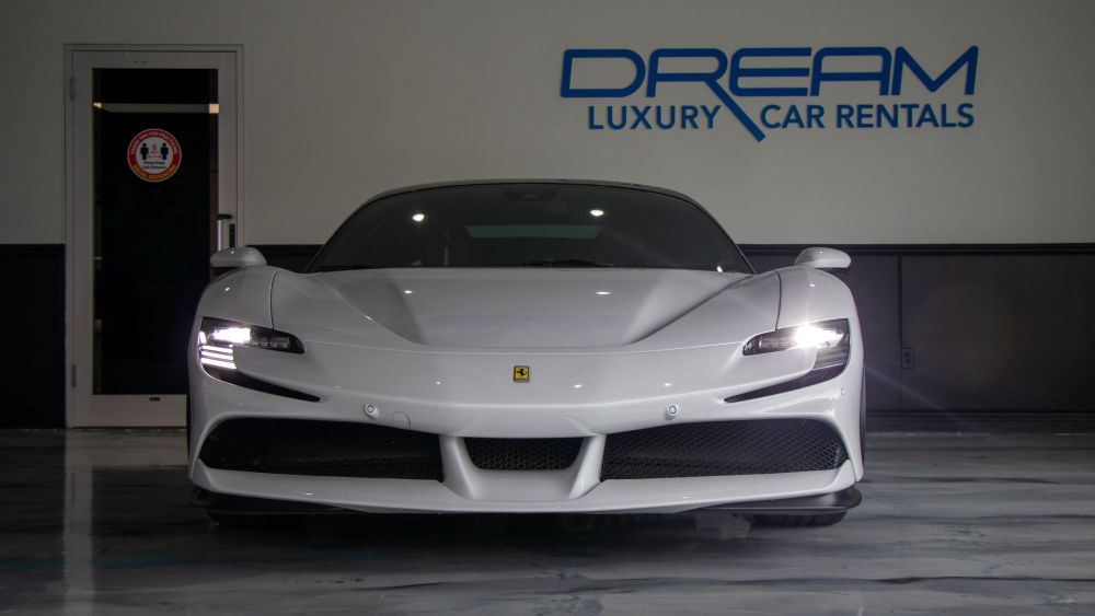 2022 White Ferrari SF90 Rental